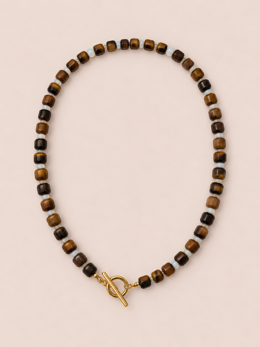 The Miller Beaded Toggle Necklace - Brown Combo
