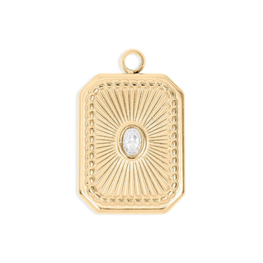 Rectangle Sunburst Crystal Charm