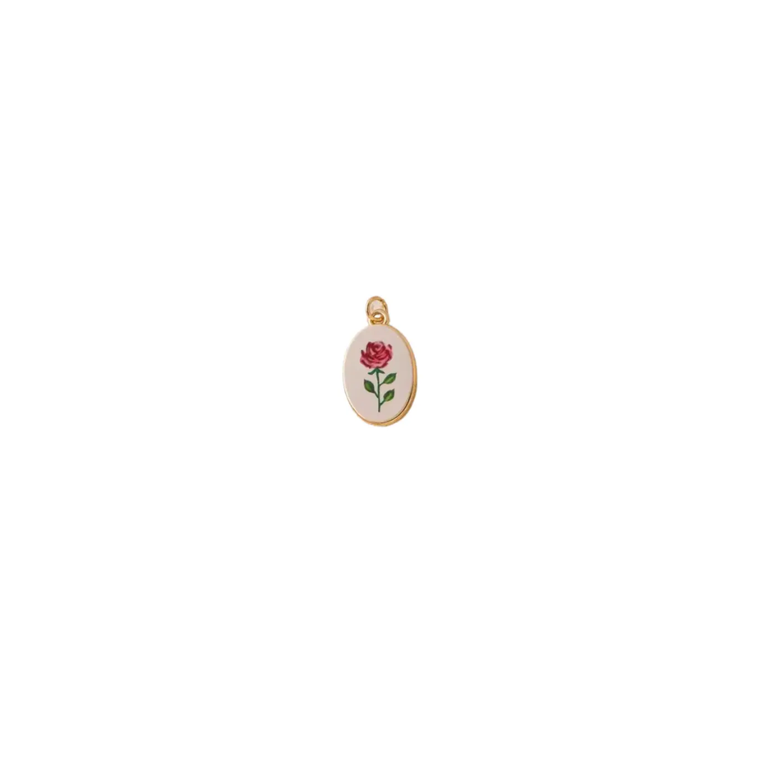 Handpainted Rose Tile Charm